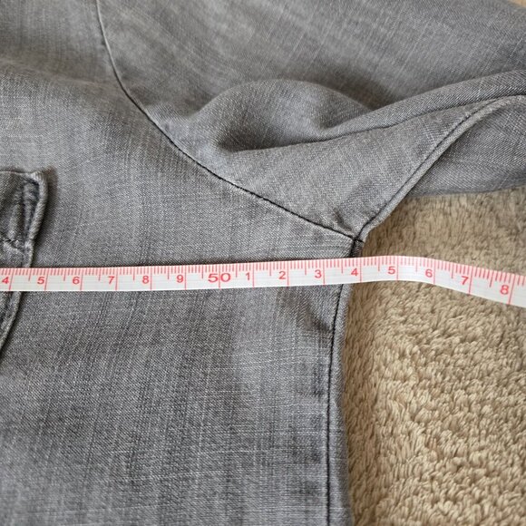 Cloth & Stone Gray Chambray Tunic Top Women’s Size L Long Sleeve V-Neck Pullover - Picture 11 of 13